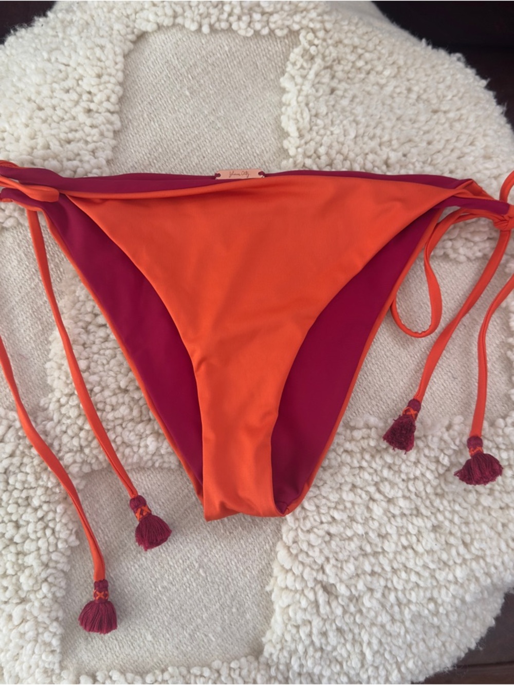 Johanna Ortiz Orange and Fuchsia Reversible Bikini Bottom